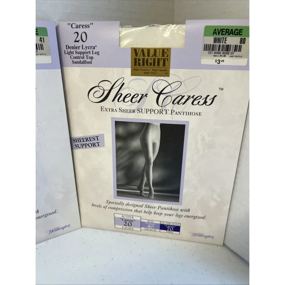 Worthington Sheer Caress Pantyhose Average Sable Taupe White Control Top Lot